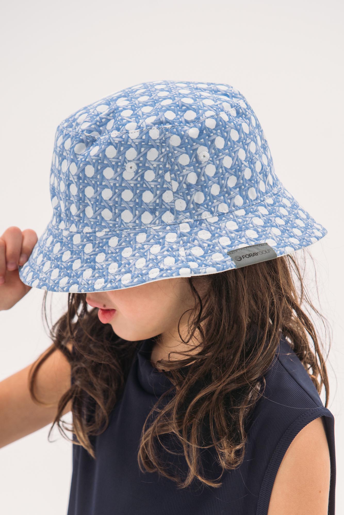 Cleobella Gia Bucket Hat NWT Sample Blue White Floral Boho Cherry on Top Bucket - Vintage Crochet Granny Square Hat  main image 3