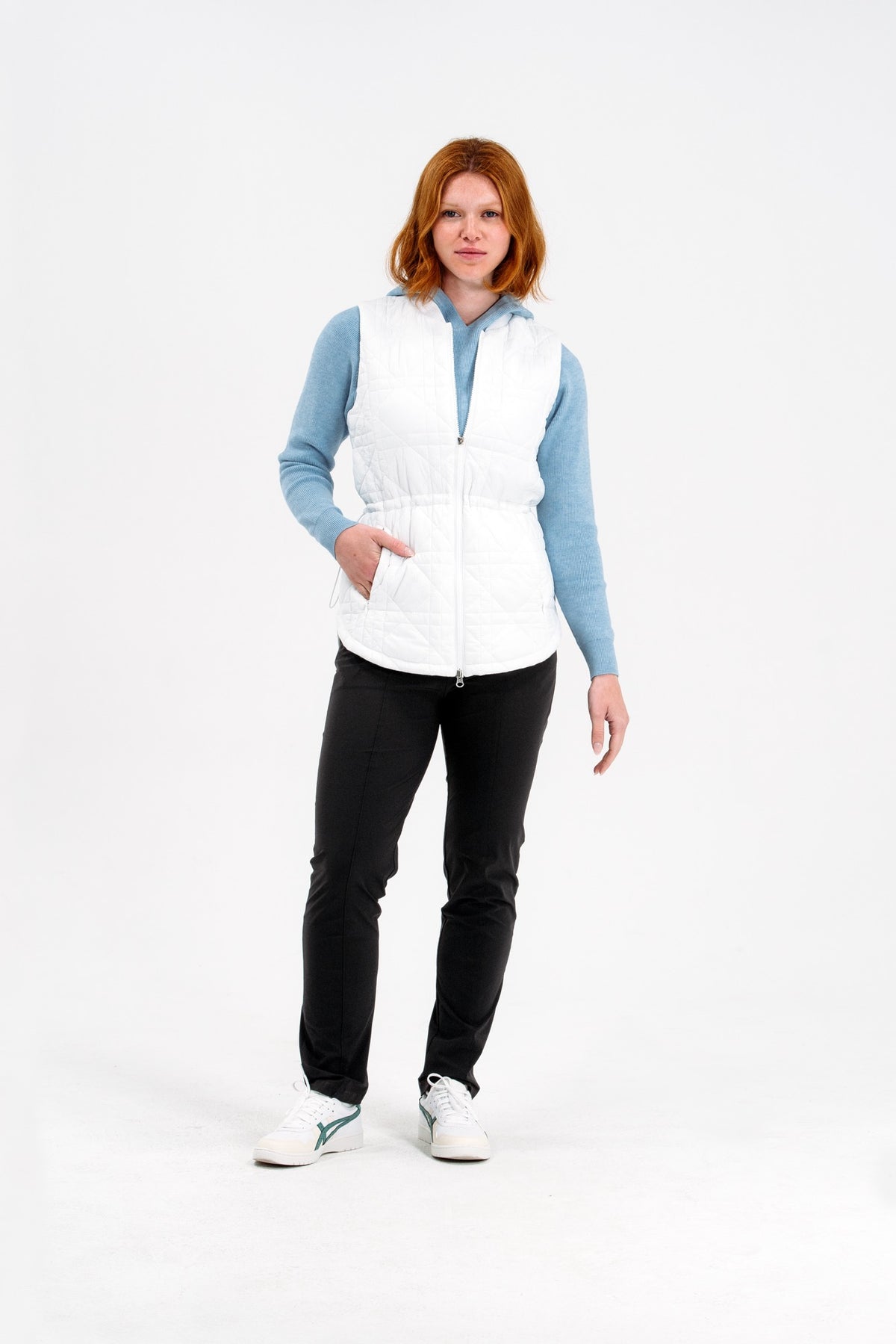 Longline Quilted Vest FG-0723-WHT-XS