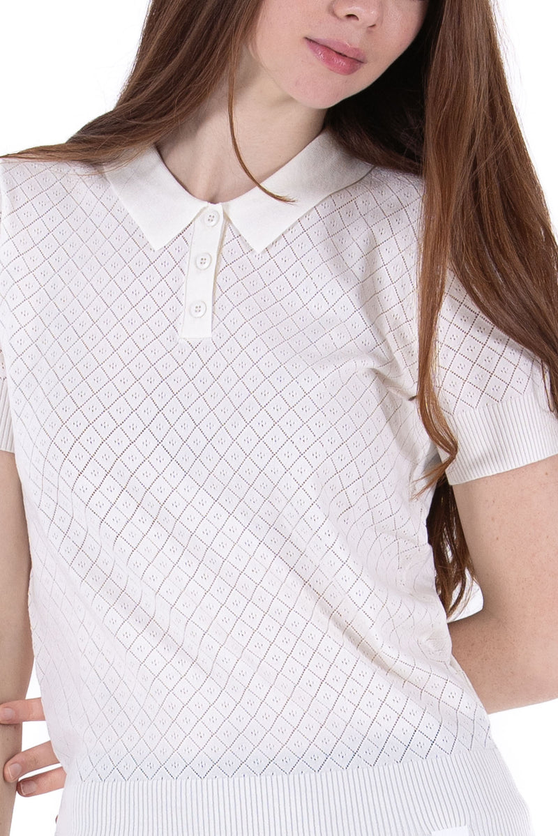 SS Pointelle Knit Polo