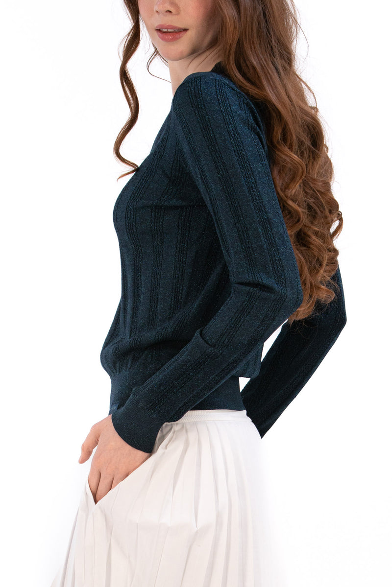 Lurex Cable Knit Sweater