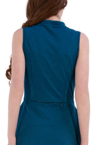 Woman wearing a Blue Opal dress on a white background