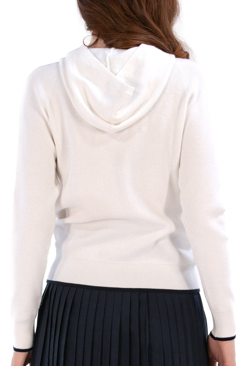 Sweater Knit Hoodie w/ Contrast Tipping