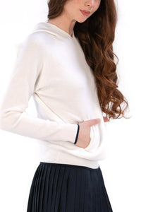 Sweater Knit Hoodie w/ Contrast Tipping