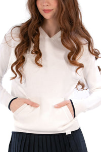 Sweater Knit Hoodie w/ Contrast Tipping