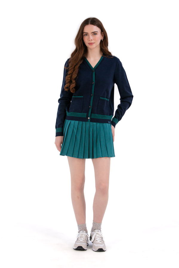 Women's Golf Cardigan Navy/Green Trim