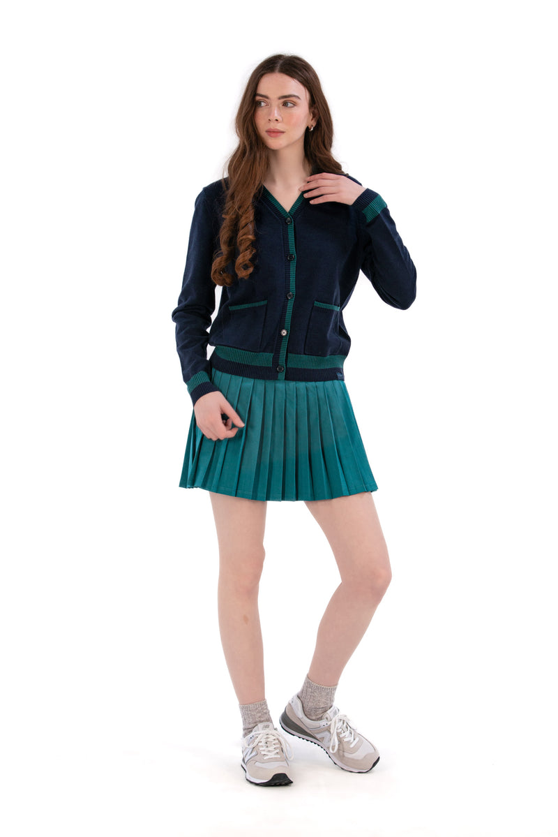 Women's Golf Cardigan Navy/Green Trim