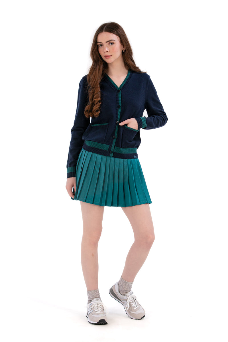 Women's Golf Cardigan Navy/Green Trim