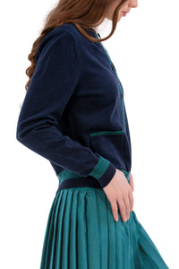 Women's Golf Cardigan Navy/Green Trim