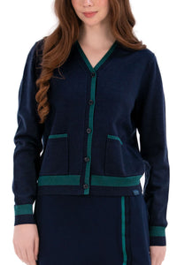 Women's Golf Cardigan Navy/Green Trim