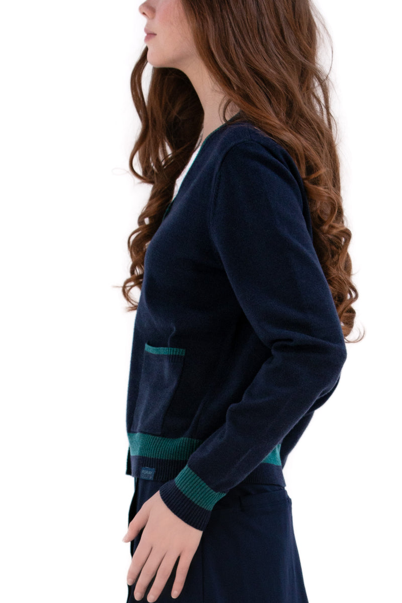 Women's Golf Cardigan Navy/Green Trim