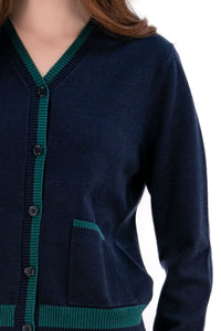 Women's Golf Cardigan Navy/Green Trim