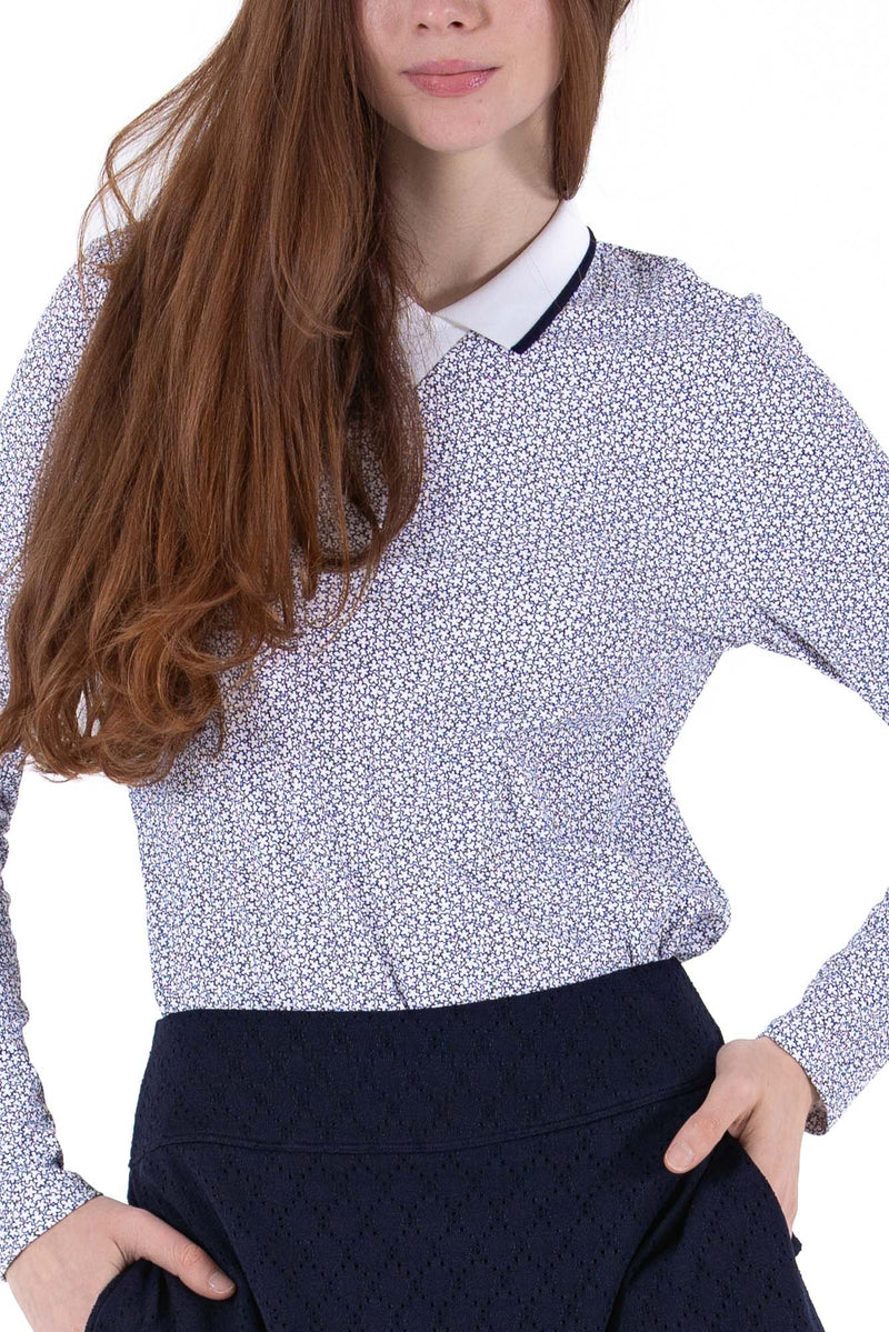 Rib LS Printed Polo