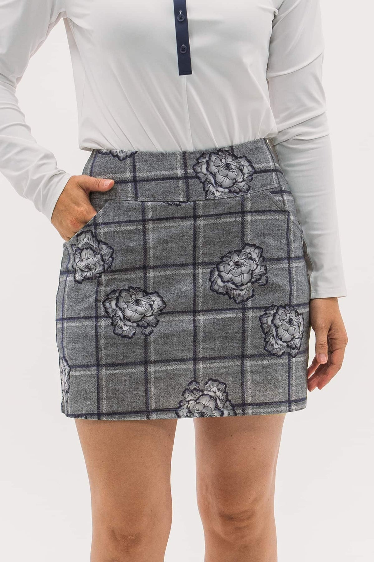 Plaid Floral Printed Skirt