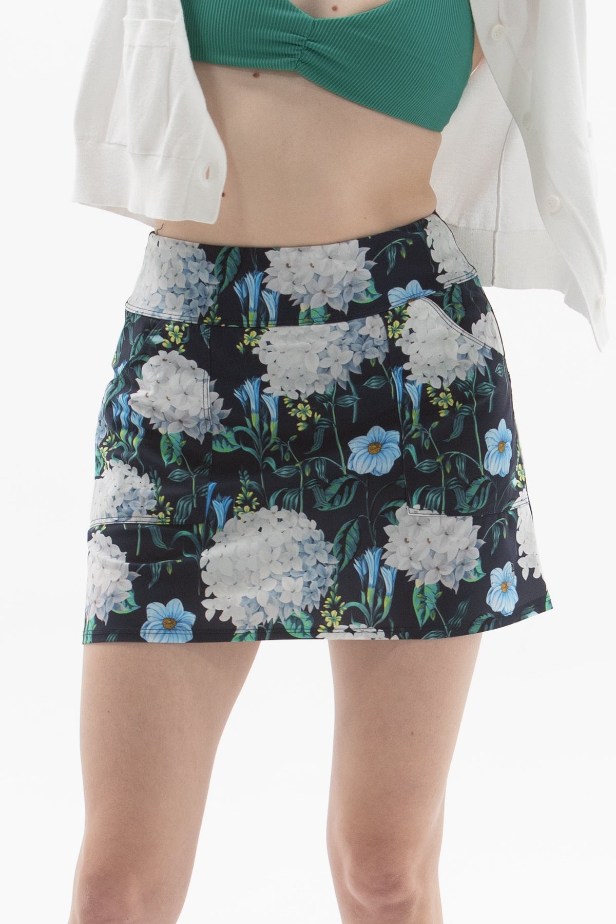 Hydrangea Print Skirt FG-0816-NVYFLR-XXS