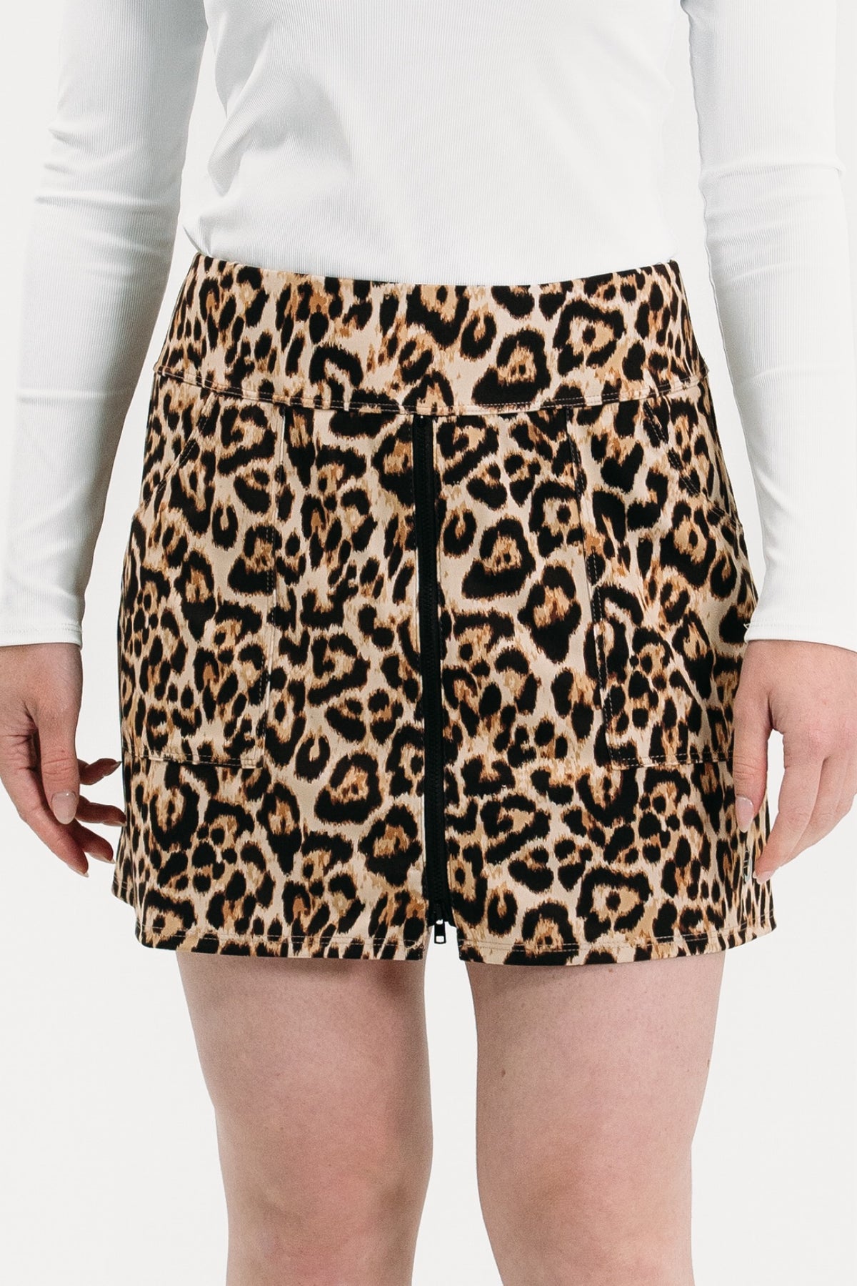 Leopard Zip Front Skirt