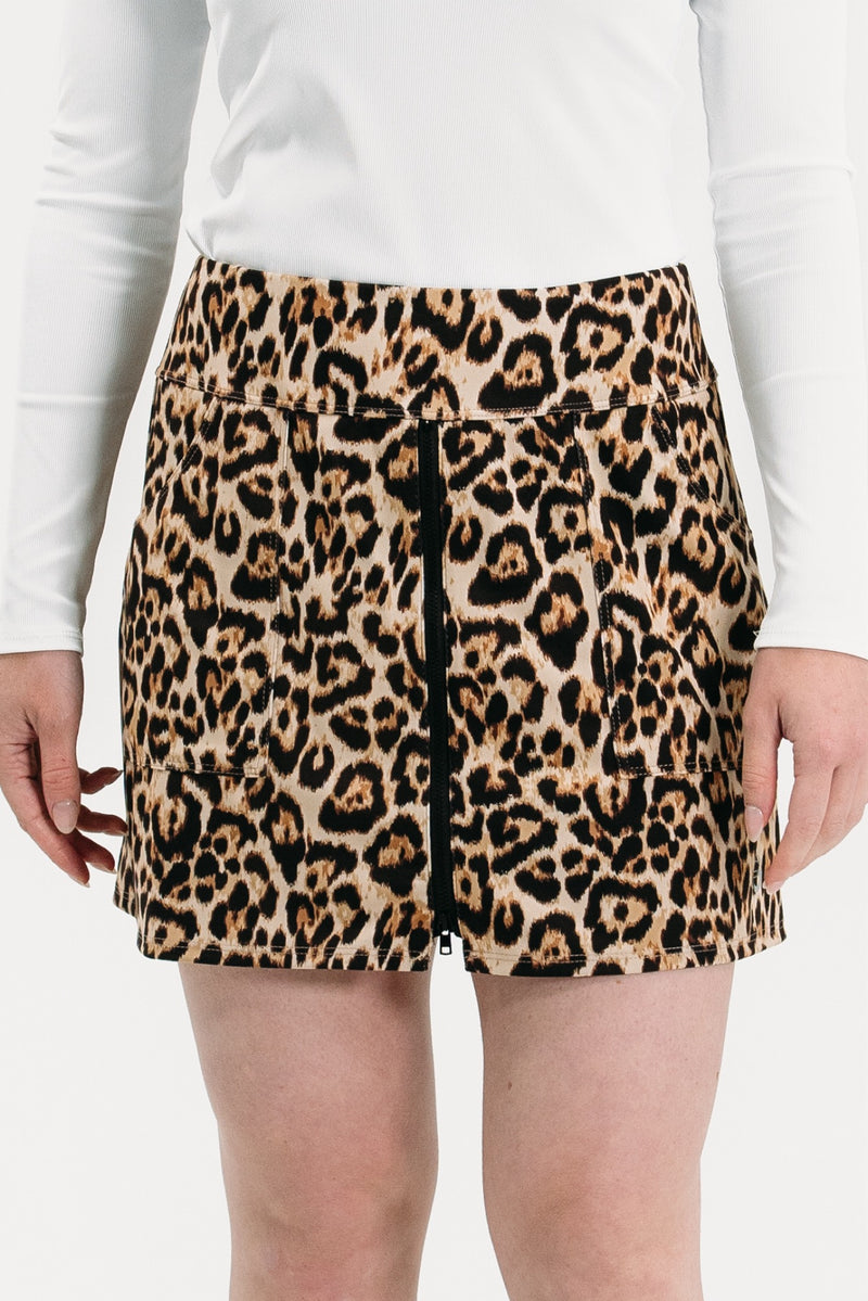 Leopard Zip Front Skirt