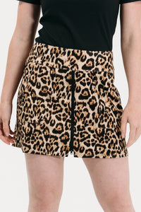 Leopard Zip Front Skirt