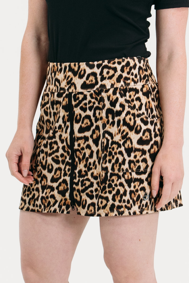 Leopard Zip Front Skirt