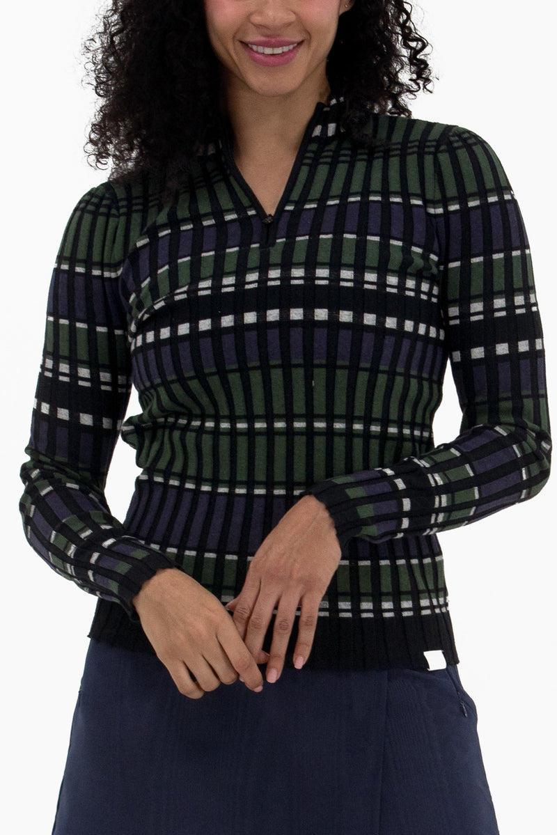 Rib LS Stripe Quarter Zip
