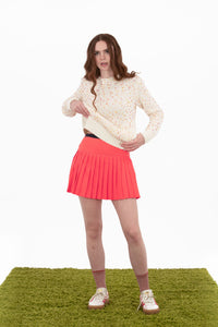 Rib Waist Pleat Skirt