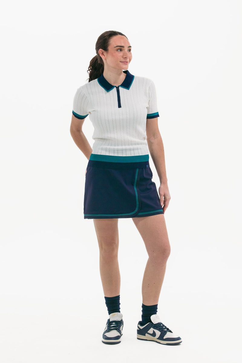 Women's Golf Skirt Navy/Green Trim