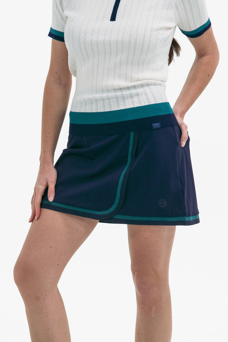 Women's Golf Skirt Navy/Green Trim