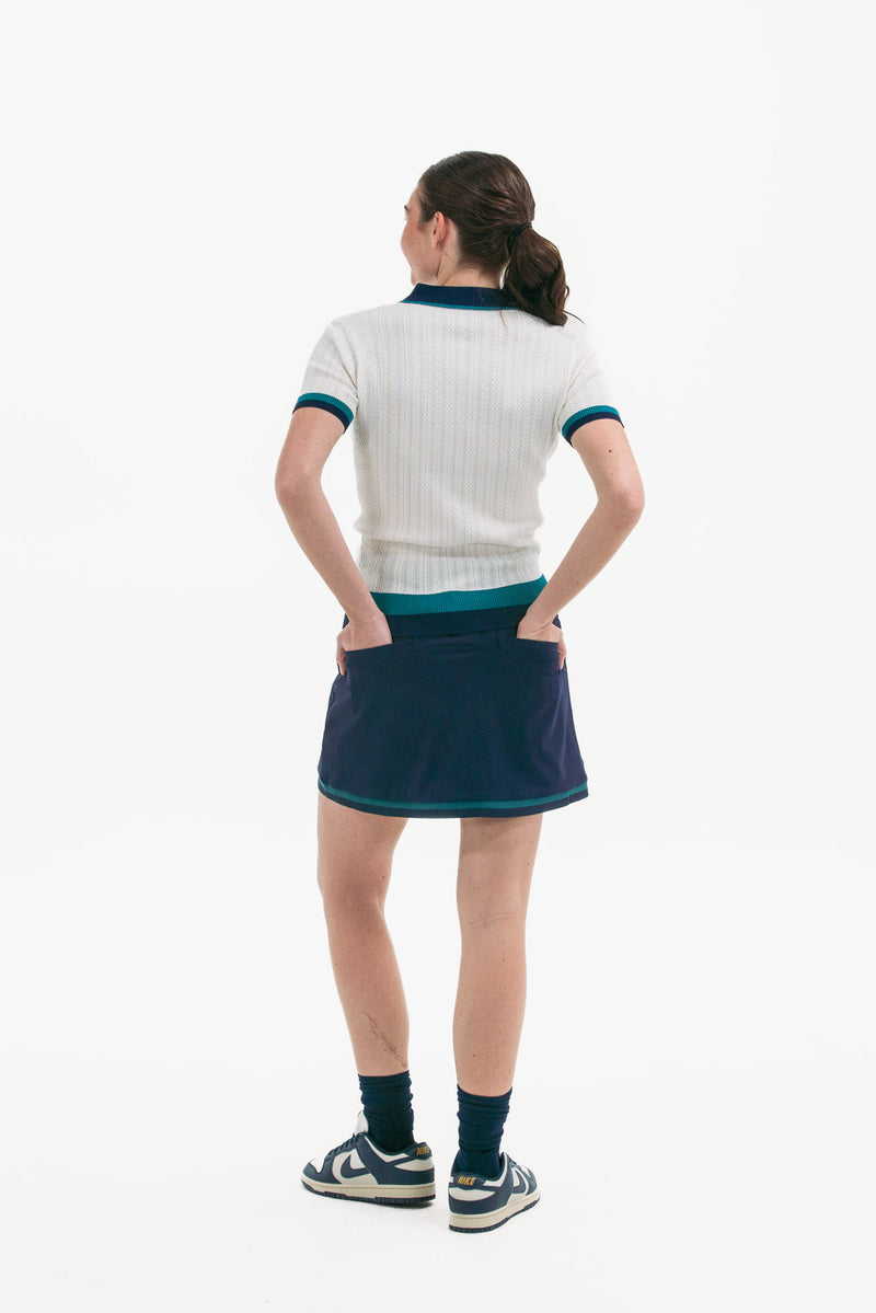 Women's Golf Skirt Navy/Green Trim