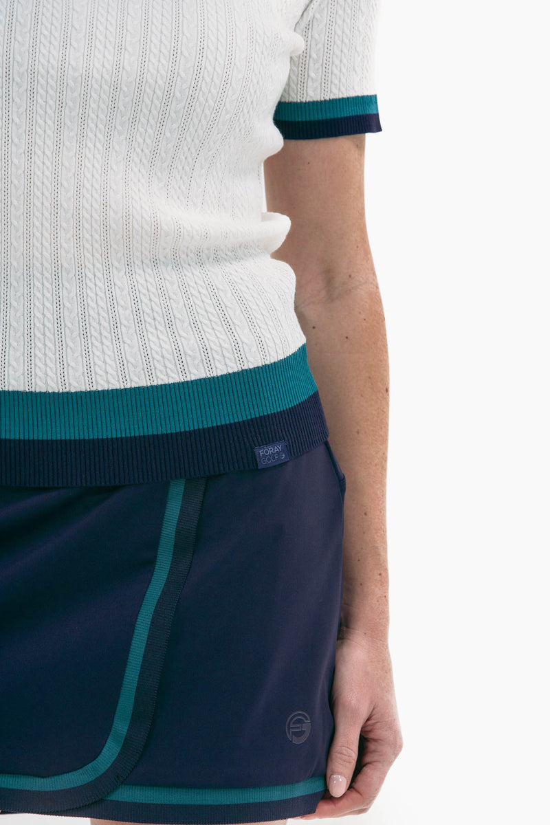Women's Golf Skirt Navy/Green Trim
