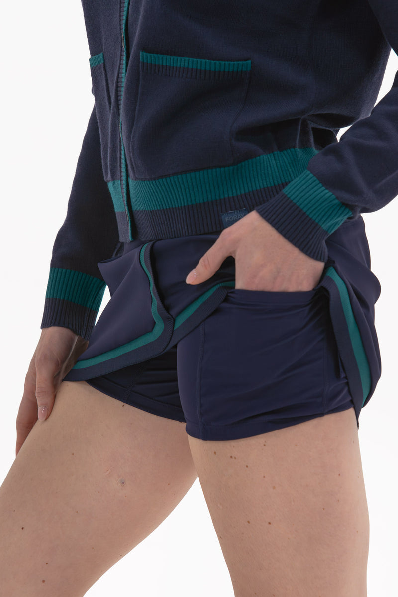 Women's Golf Skirt Navy/Green Trim