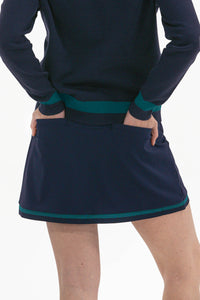 Women's Golf Skirt Navy/Green Trim