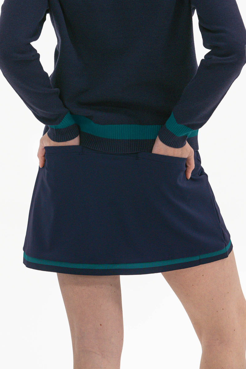 Women's Golf Skirt Navy/Green Trim