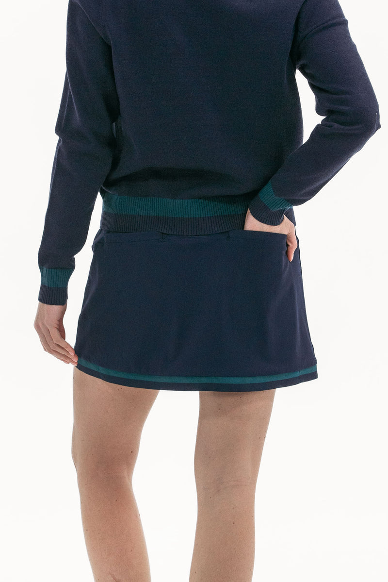 Women's Golf Skirt Navy/Green Trim