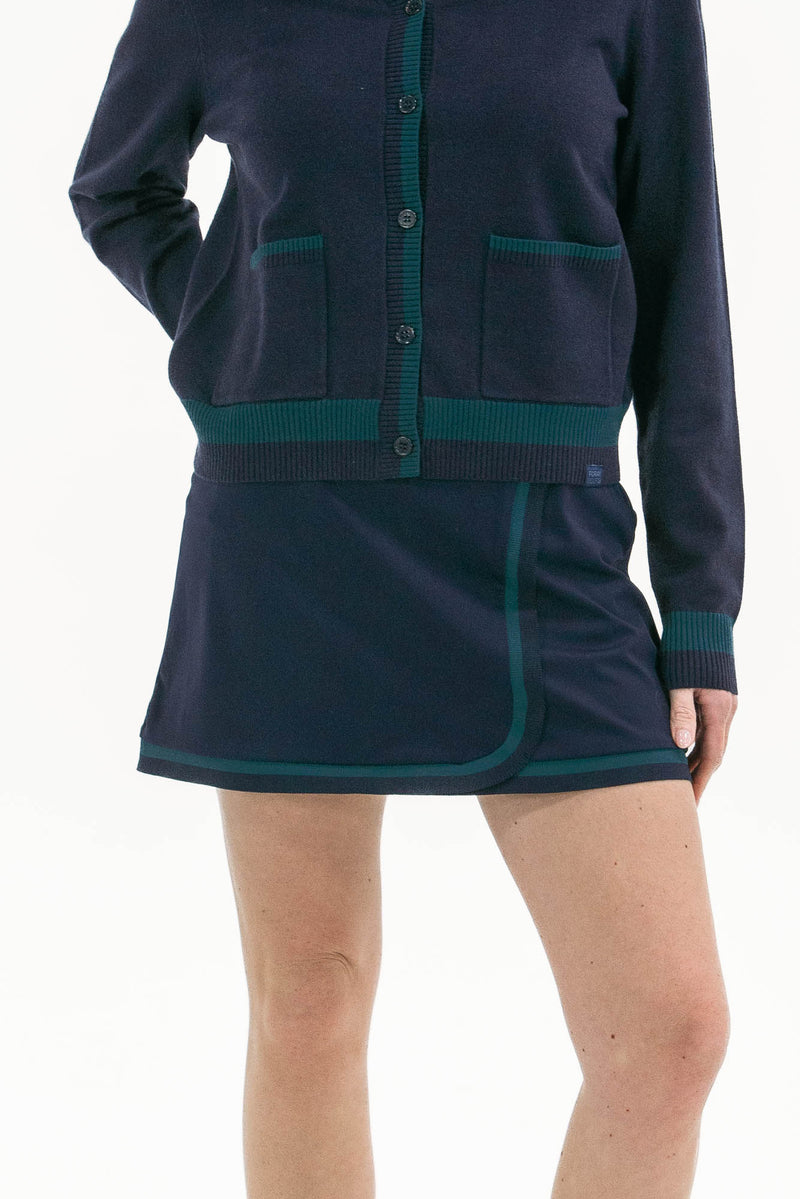 Women's Golf Skirt Navy/Green Trim