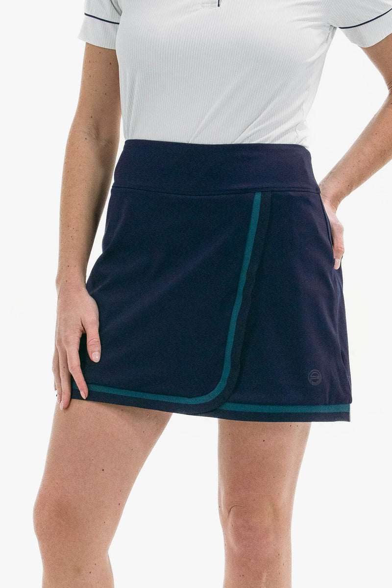 Women's Golf Skirt Navy/Green Trim