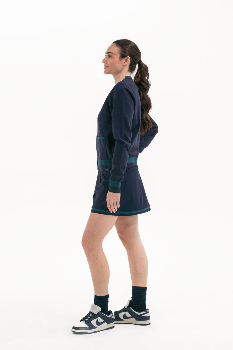 Women's Golf Skirt Navy/Green Trim