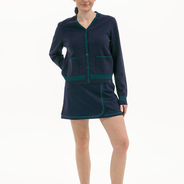 Women's Golf Skirt Navy/Green Trim