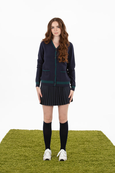 Women's Golf Cardigan Navy/Green Trim