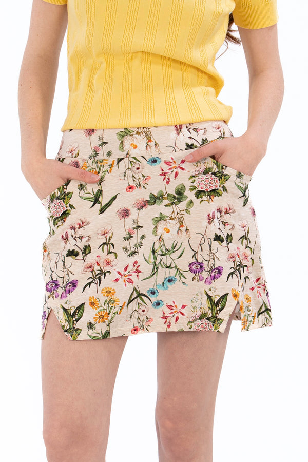 Mille Fleurs Notch Hem Skirt
