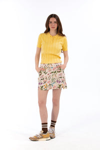 Mille Fleurs Notch Hem Skirt