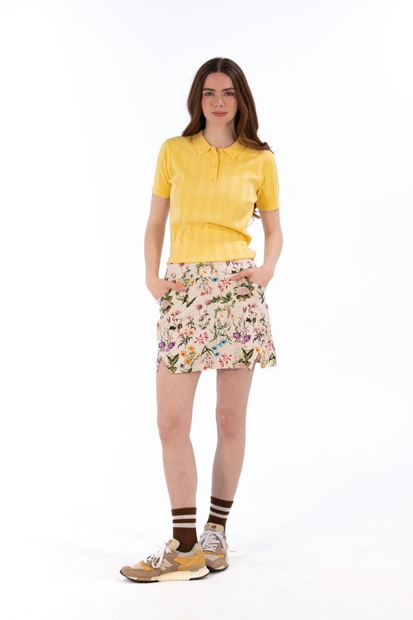 Mille Fleurs Notch Hem Skirt