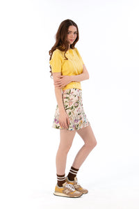 Mille Fleurs Notch Hem Skirt
