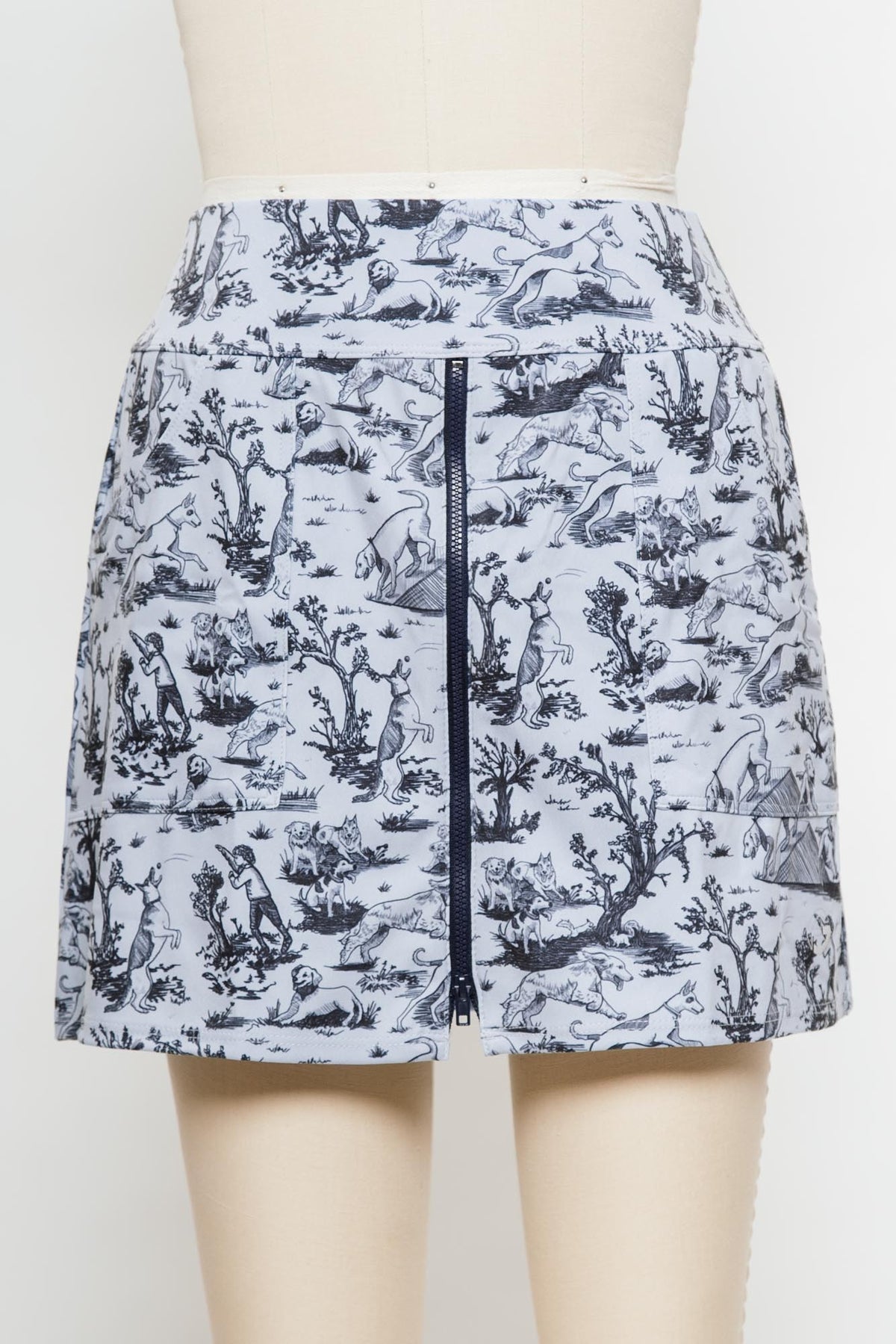 Dog Toile Zip Front Skirt