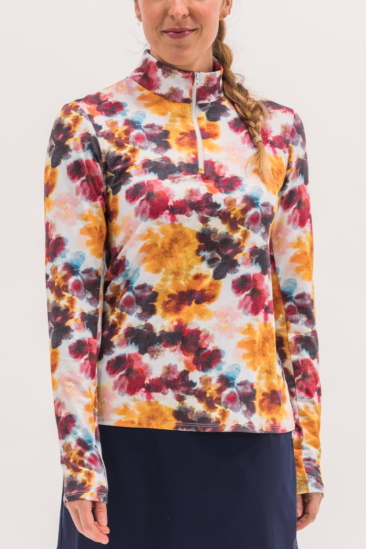Abstract Floral Quarter Zip