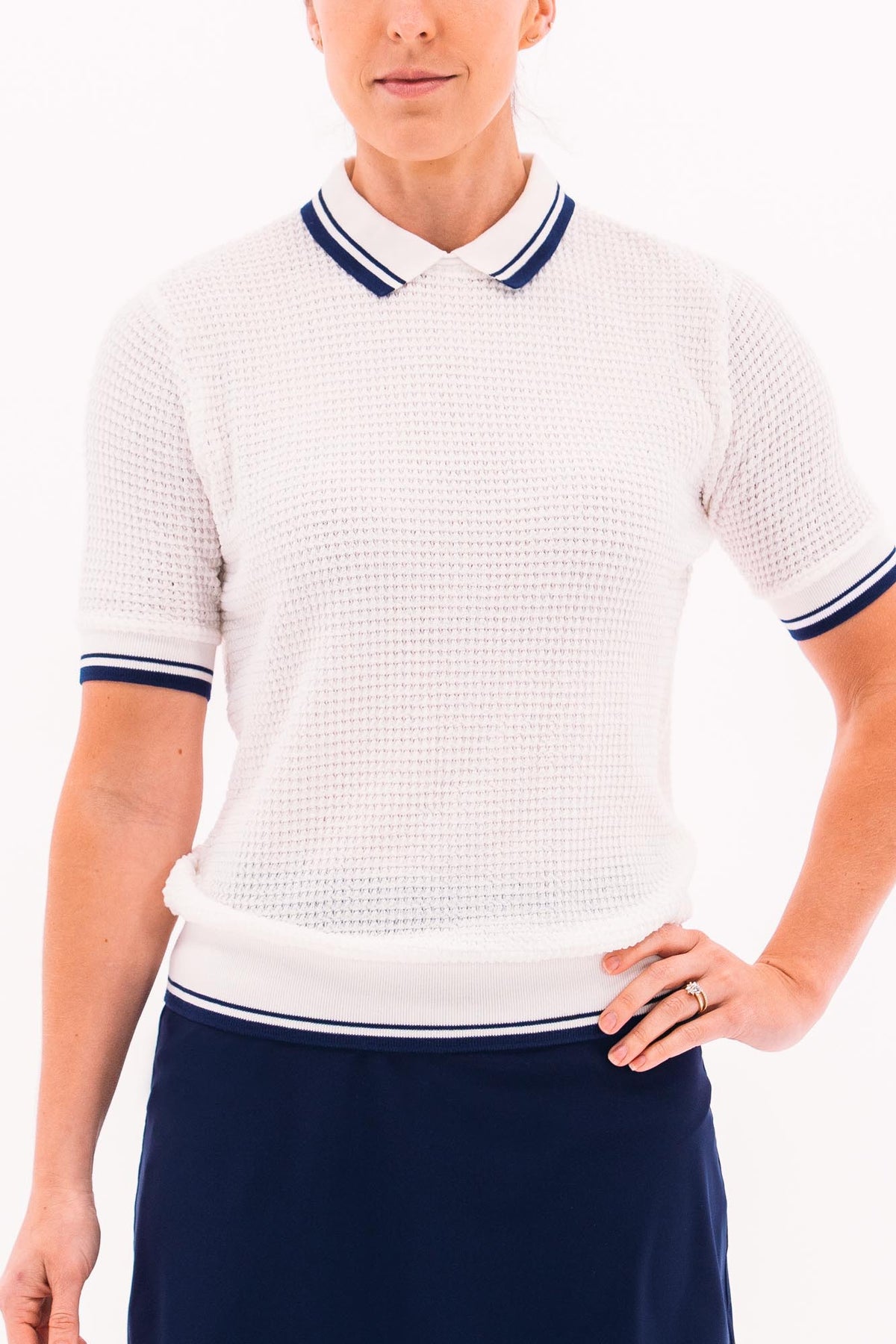 Waffle Knit Polo FG-0565-WHT-XS